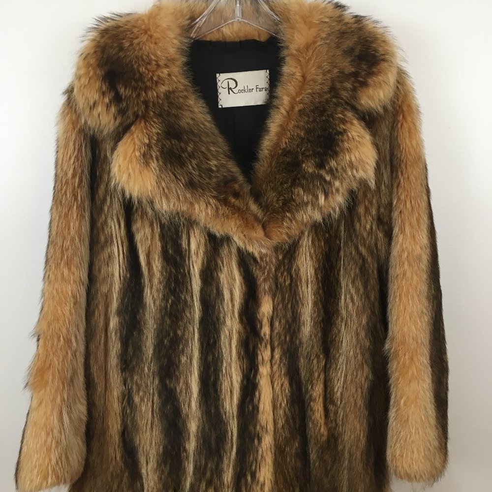 Classic Raccoon fur jacket brown Unisex Medium